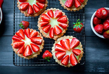 Pasteles de frutilla, un postre frío balanceado.