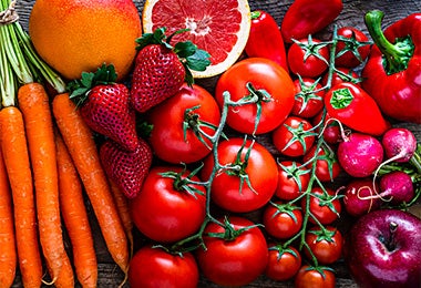 Frutas y verduras para una alimentación balanceada.