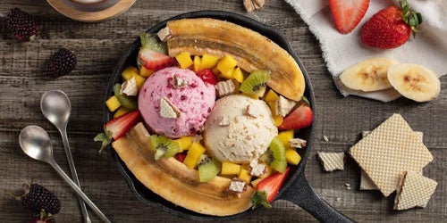 Receta de postres banana split al sartén