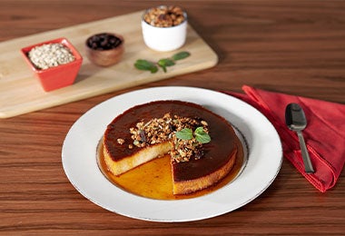 Un flan preparado por el anfitrión.