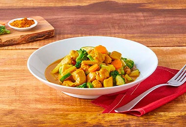 Pollo con verduras receta con curry 