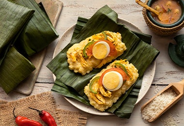 Tamales dulces y salados masa de arroz