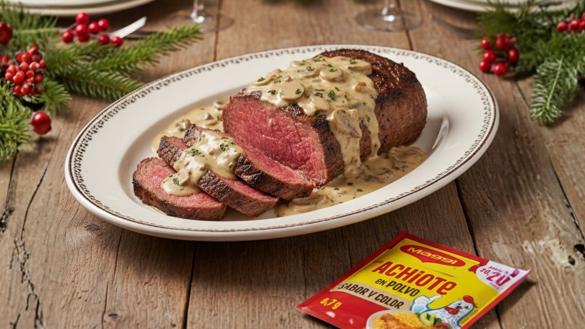Filete de res en salsa navideña Filete de res en salsa navideña