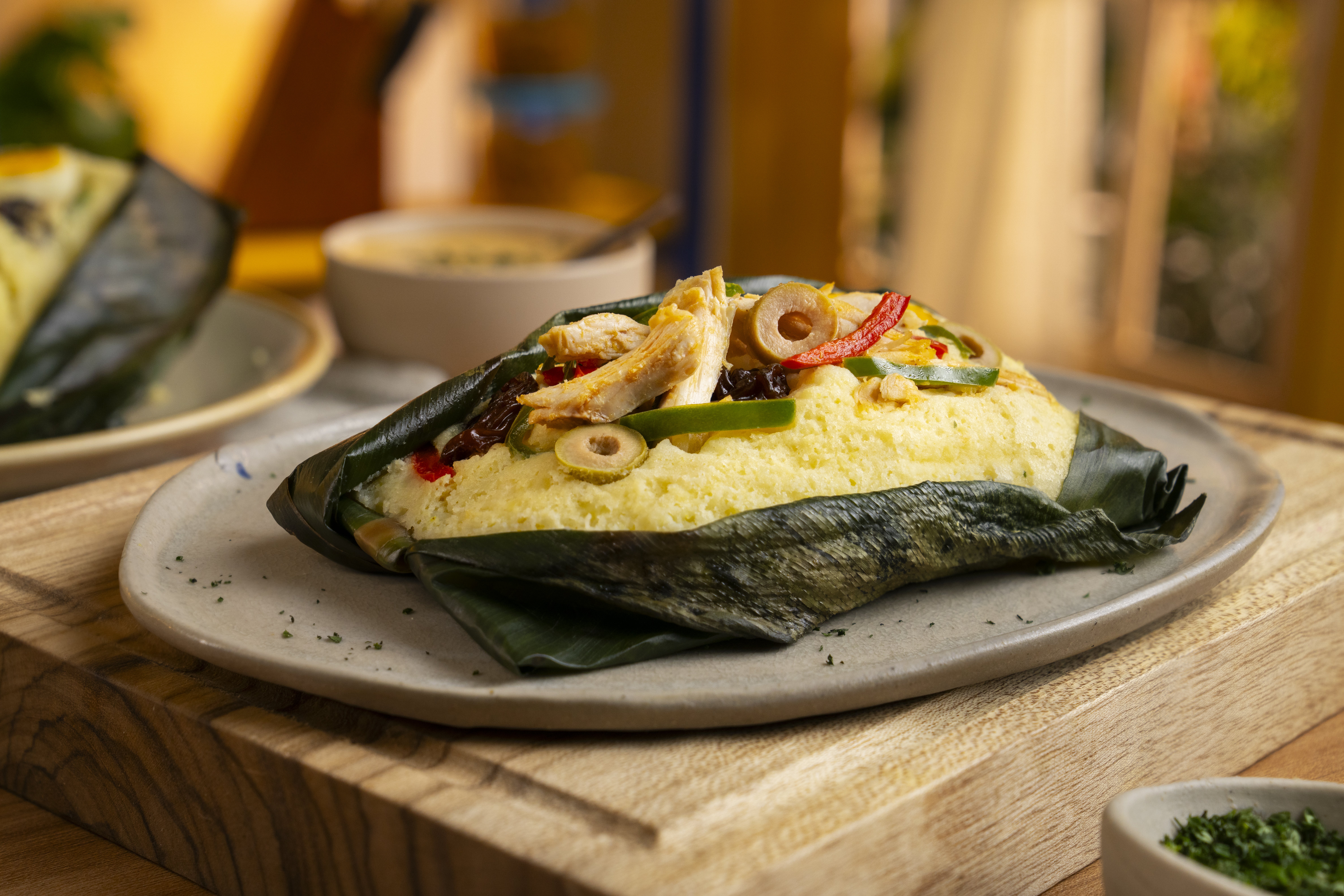 Tamal de papa con ají de papa de sambo