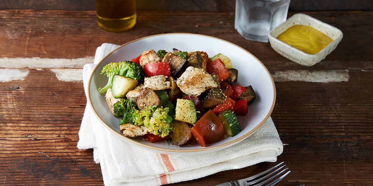 Verduras salteadas con pollo