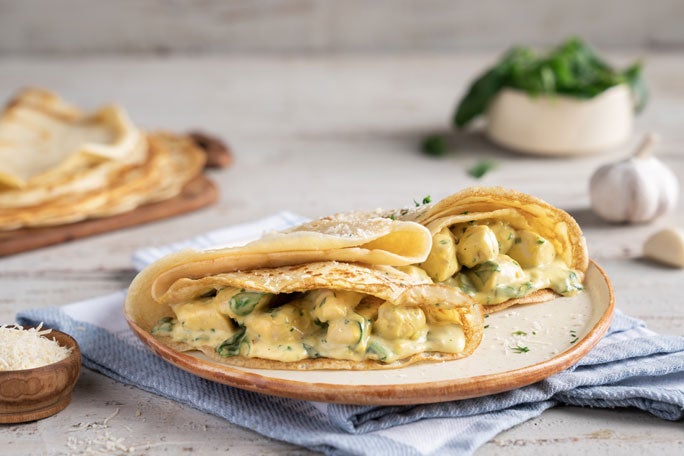 Crepes con Pollo y Espinaca