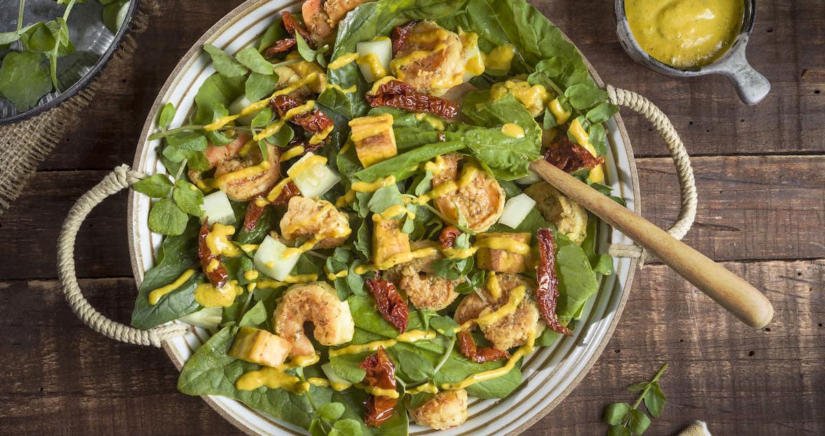 Ensalada de Camarón y Aderezo de Mostaza