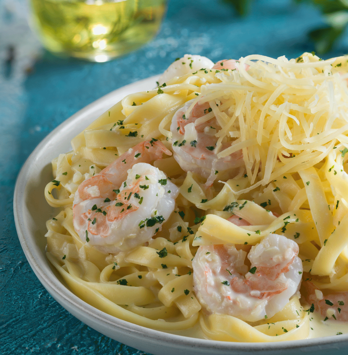 Pasta cremosa con camarón