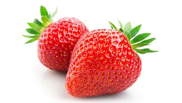 Dos tipos de frutilla una junto a otra