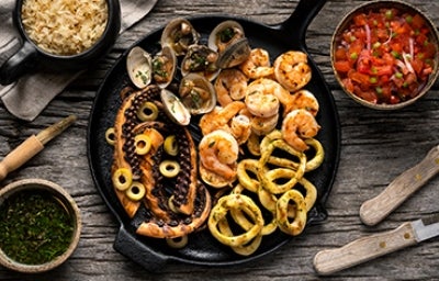 Ingredientes de comida de mar a la parrilla Ingredientes de comida de mar a la parrilla