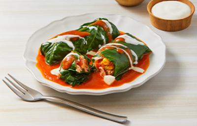 Plato rollito vegetariano, receta con acelga Plato rollito vegetariano, receta con acelga