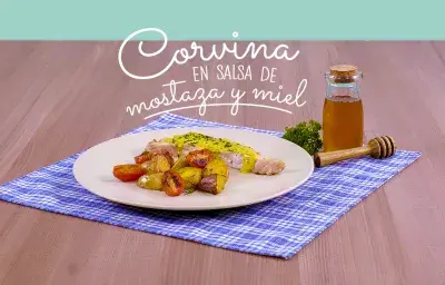 Corvina en salsa de mostaza Corvina en salsa de mostaza