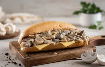 Sánduche de Lomo con Champiñones Sánduche de Lomo con Champiñones
