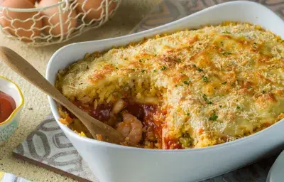 Torta de arroz con mariscos