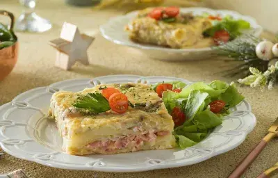 Torta de papa y champiñones Torta de papa y champiñones