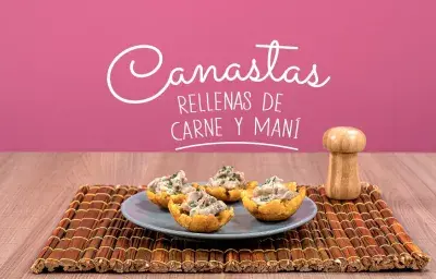 Canastas rellenas de carne y maní