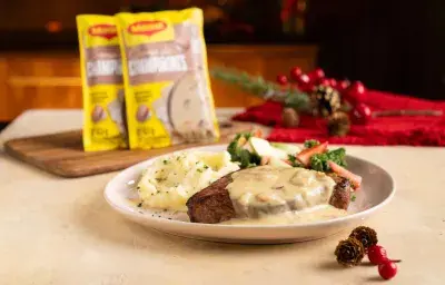 Salsa de champiñon y queso azul para navidad Salsa de champiñon y queso azul para navidad