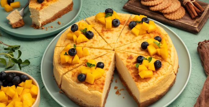 Cheesecake de mango y canela