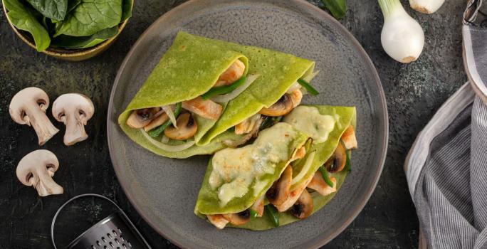 Crepes de Espinaca y Pollo