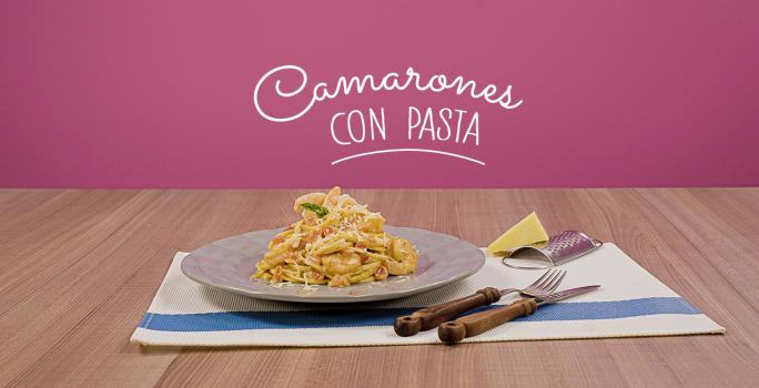 Camarones con pasta