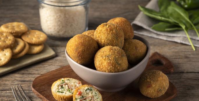 Croquetas de arroz y tocino