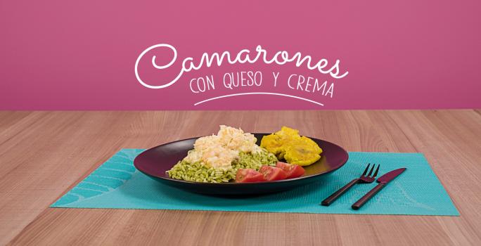 Camarones con queso y crema