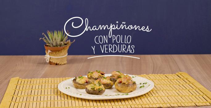 Champiñones con pollo y verduras