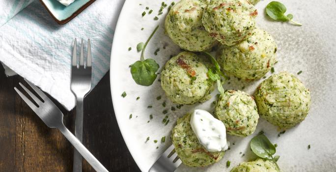 Albóndiga de Papas y Avena con Brocoli y Jamón