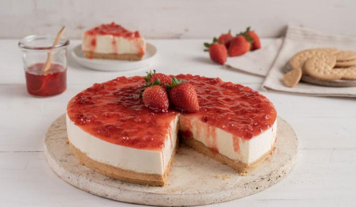 Cheesecake de Fresa Fácil y sin Horno
