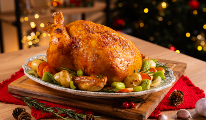 Pollo navideño a la piña