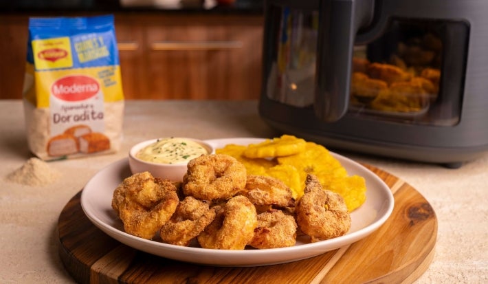 Camarones apanados en airfryer