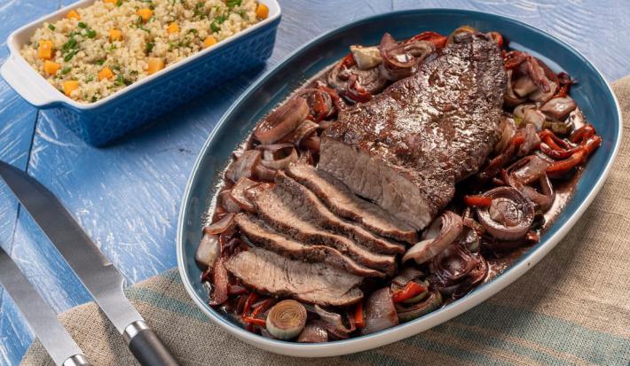 Carne asada con vegetales