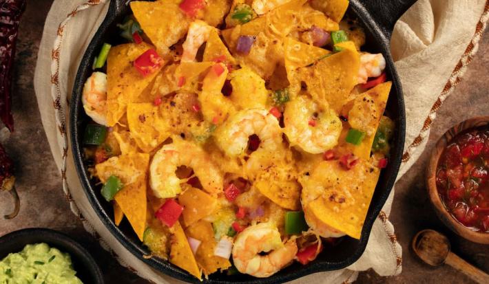 Nachos con camarón